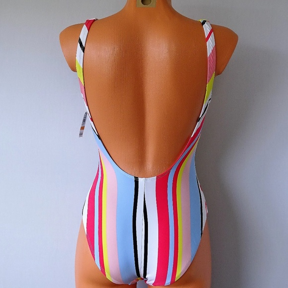 Bar III NWT One Piece Bold Stripe Swimsuit - Picture 3 of 4